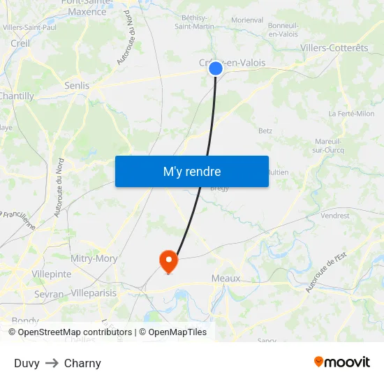 Duvy to Charny map