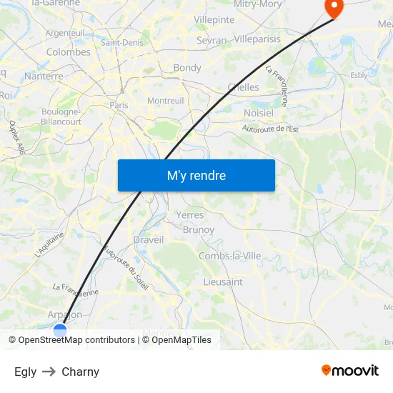 Egly to Charny map