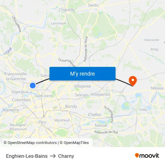 Enghien-Les-Bains to Charny map