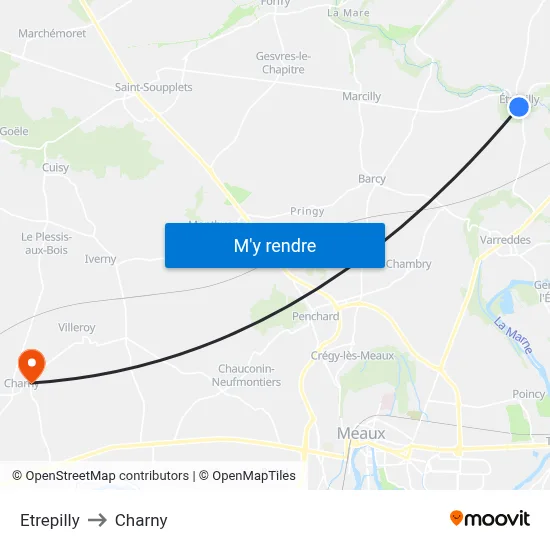 Etrepilly to Charny map