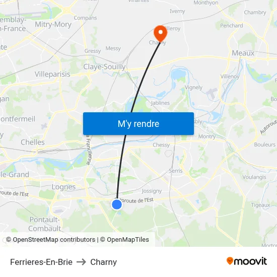 Ferrieres-En-Brie to Charny map