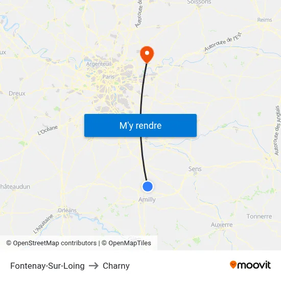 Fontenay-Sur-Loing to Charny map