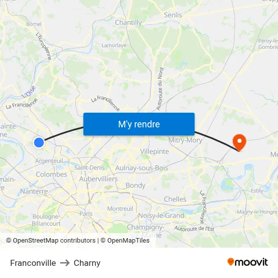 Franconville to Charny map