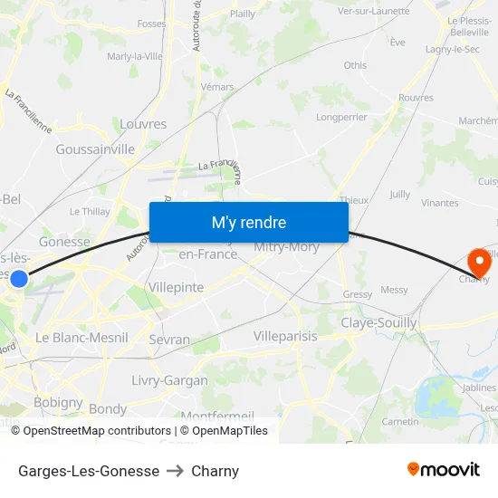 Garges-Les-Gonesse to Charny map