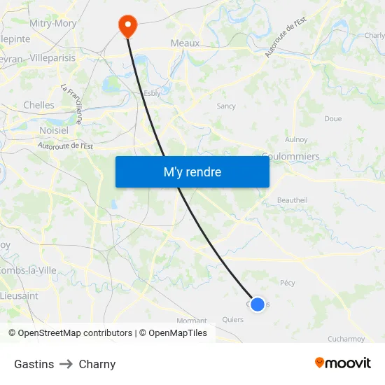 Gastins to Charny map