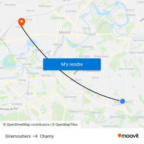 Giremoutiers to Charny map