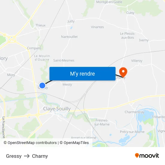 Gressy to Charny map