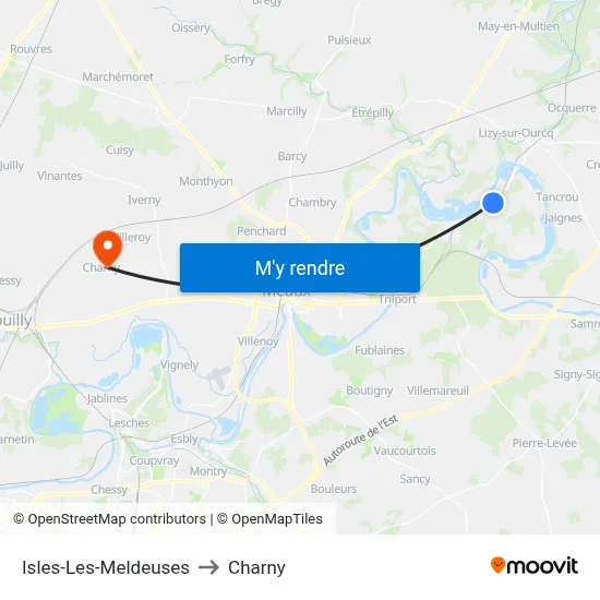 Isles-Les-Meldeuses to Charny map