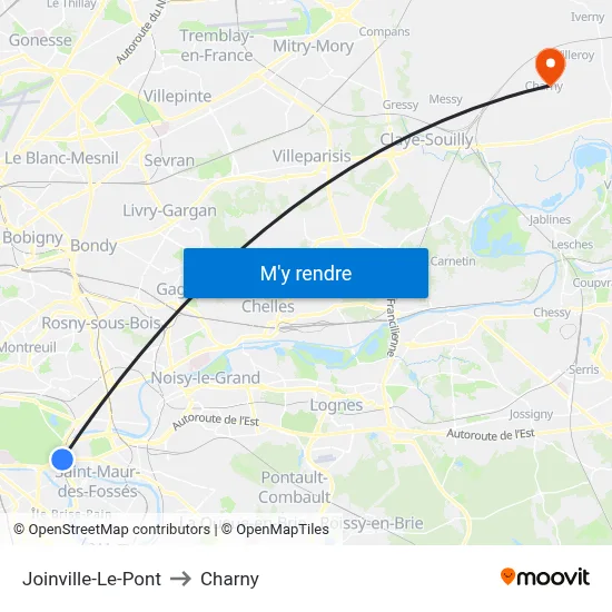 Joinville-Le-Pont to Charny map