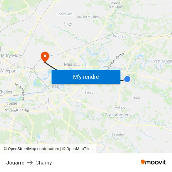 Jouarre to Charny map