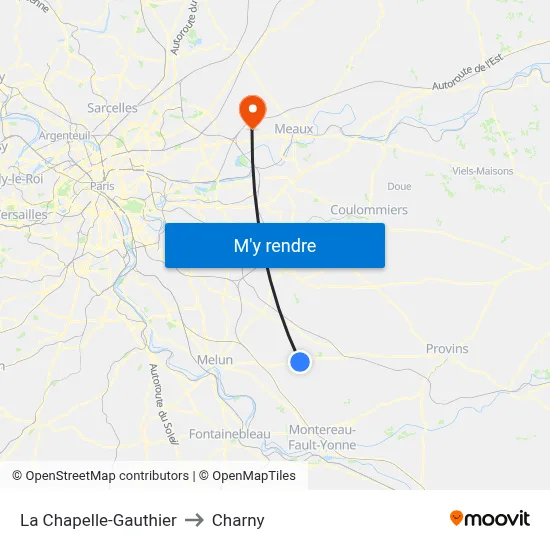 La Chapelle-Gauthier to Charny map