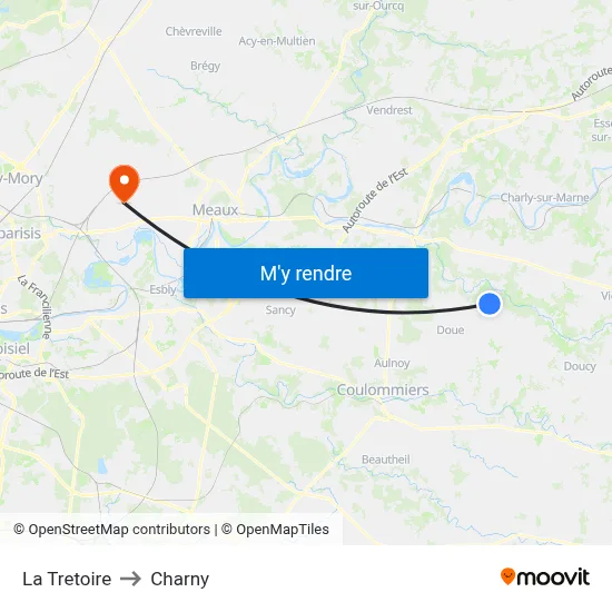 La Tretoire to Charny map