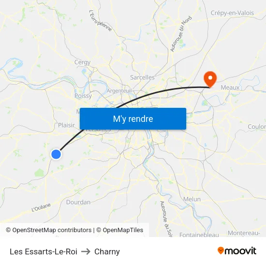 Les Essarts-Le-Roi to Charny map