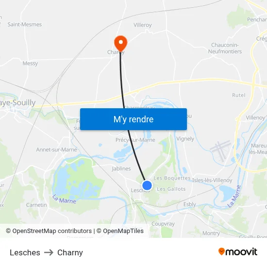 Lesches to Charny map