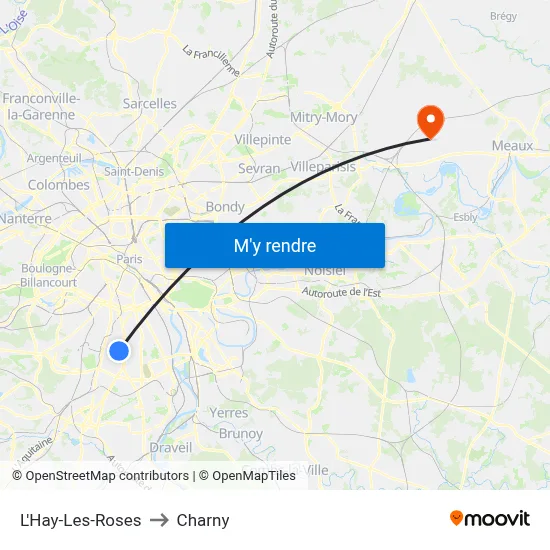 L'Hay-Les-Roses to Charny map