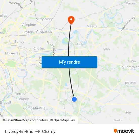 Liverdy-En-Brie to Charny map