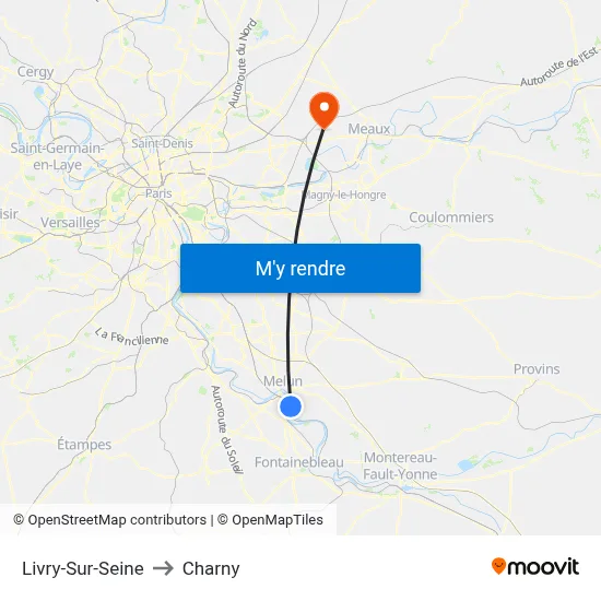 Livry-Sur-Seine to Charny map