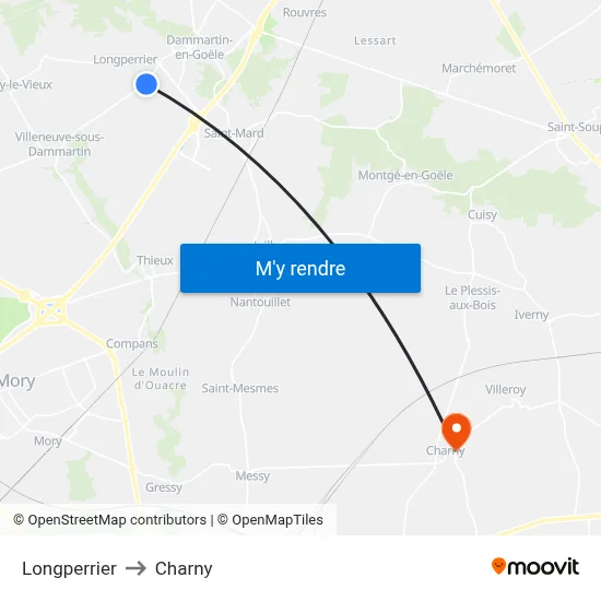 Longperrier to Charny map