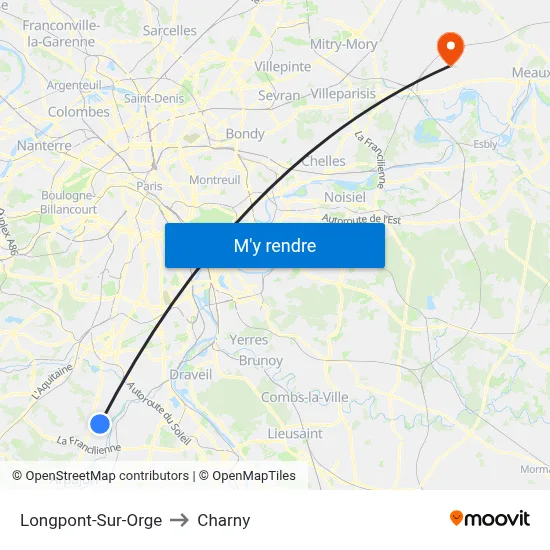 Longpont-Sur-Orge to Charny map