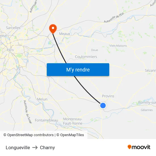 Longueville to Charny map