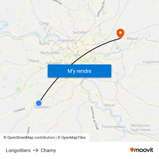 Longvilliers to Charny map