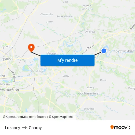 Luzancy to Charny map