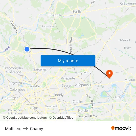 Maffliers to Charny map