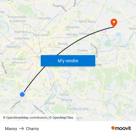 Massy to Charny map