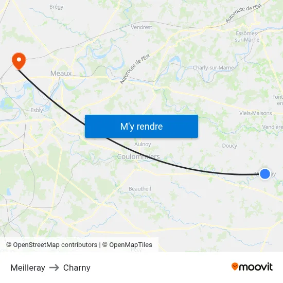 Meilleray to Charny map