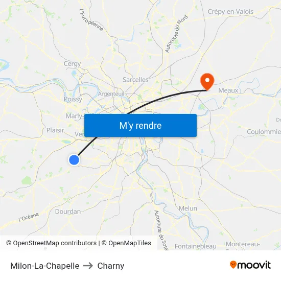 Milon-La-Chapelle to Charny map