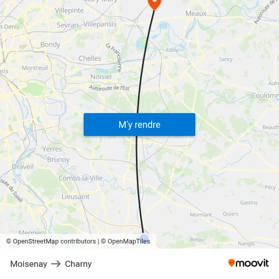 Moisenay to Charny map