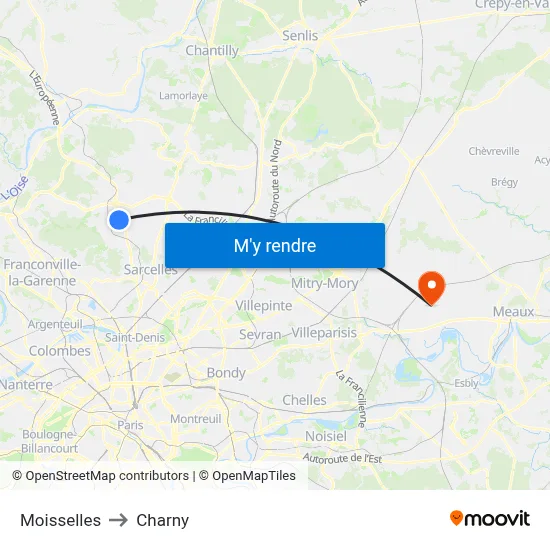 Moisselles to Charny map