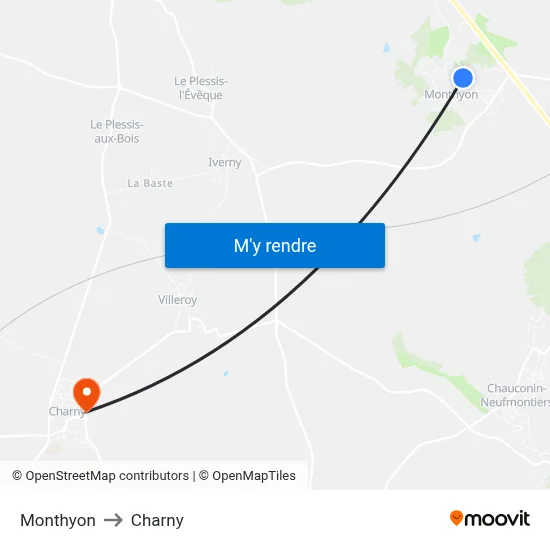 Monthyon to Charny map