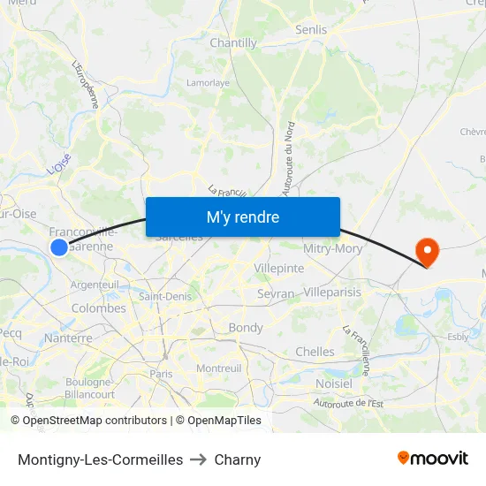 Montigny-Les-Cormeilles to Charny map