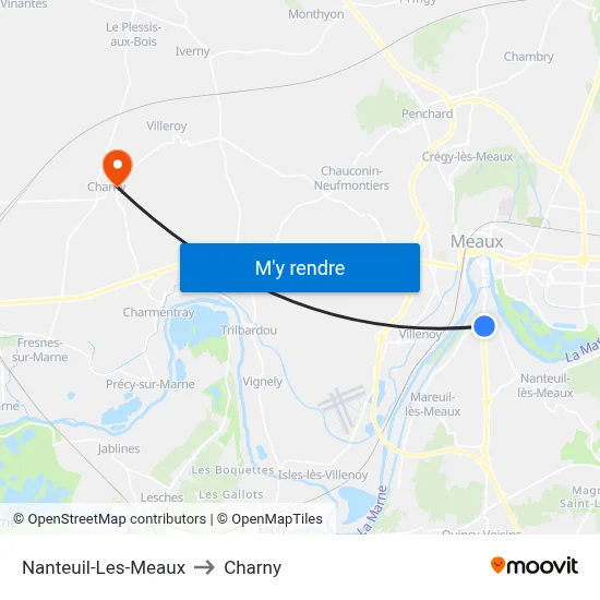 Nanteuil-Les-Meaux to Charny map