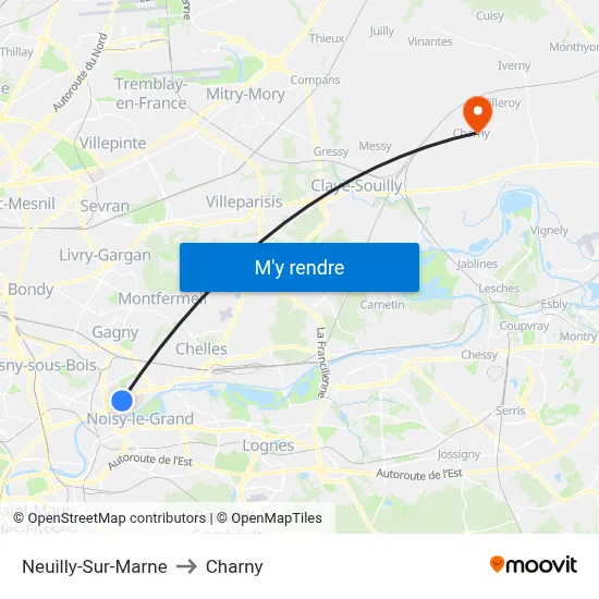 Neuilly-Sur-Marne to Charny map