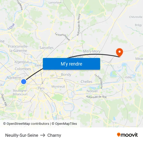 Neuilly-Sur-Seine to Charny map