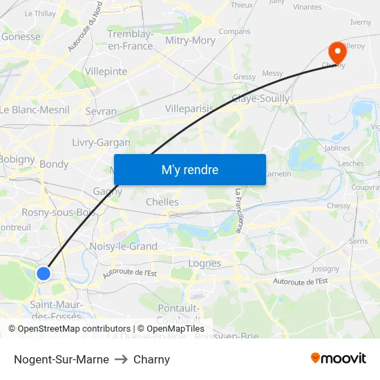 Nogent-Sur-Marne to Charny map
