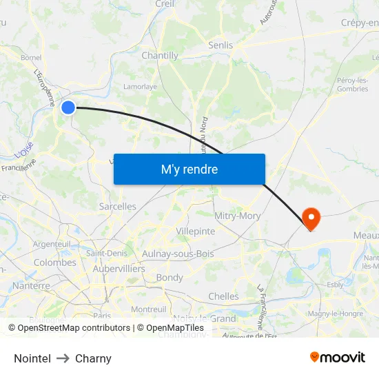 Nointel to Charny map