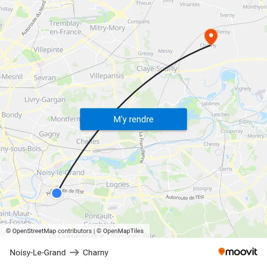 Noisy-Le-Grand to Charny map