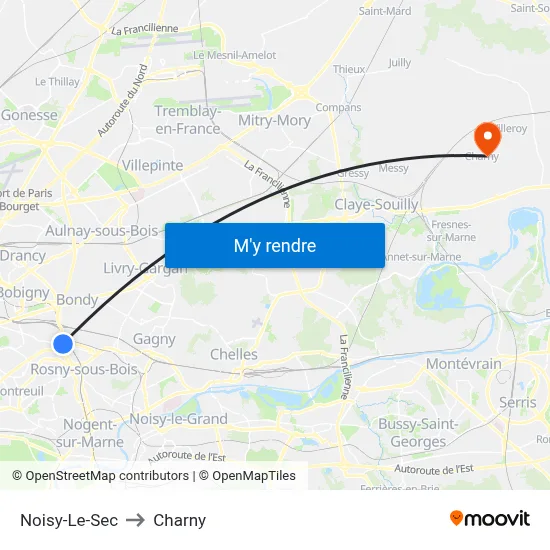 Noisy-Le-Sec to Charny map