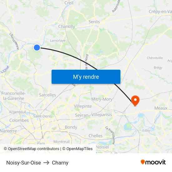 Noisy-Sur-Oise to Charny map