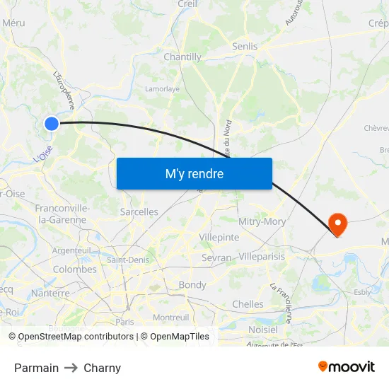 Parmain to Charny map
