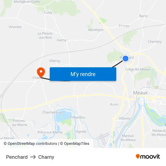 Penchard to Charny map