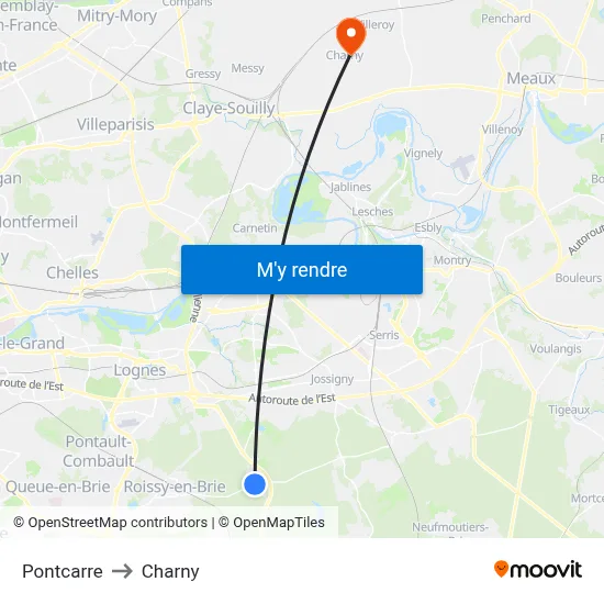 Pontcarre to Charny map