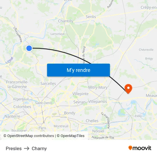 Presles to Charny map