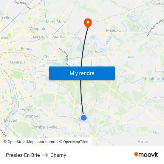 Presles-En-Brie to Charny map