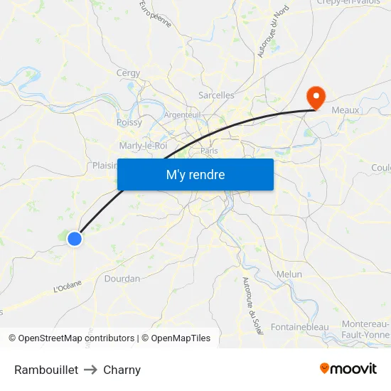 Rambouillet to Charny map