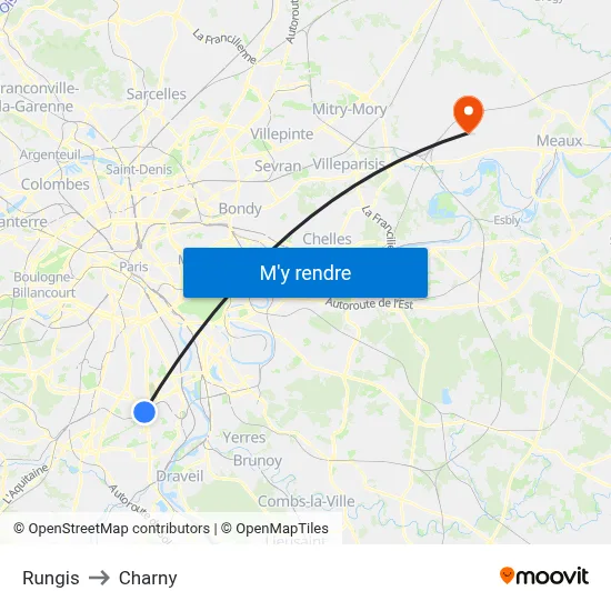Rungis to Charny map
