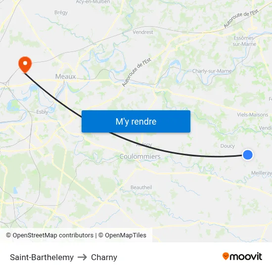 Saint-Barthelemy to Charny map